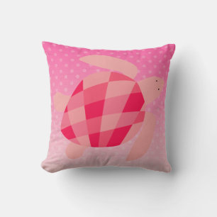 Rosa und Rote Meeresschildkröte auf den Ombre Dots Kissen