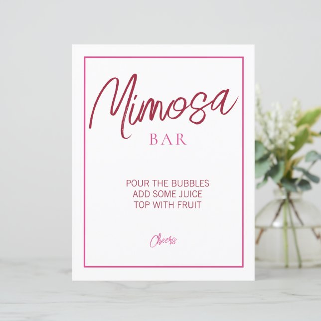 Rosa und Rote Mimosa Bar Sign (Stehend Vorderseite)