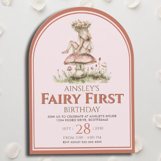 Rosa und Rote Mühle Erster Party 1. Geburtstag Einladung