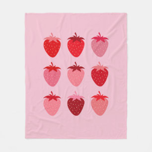 Rosa und Rote, Preppy-Ästhetische Erdbeeren Fleecedecke