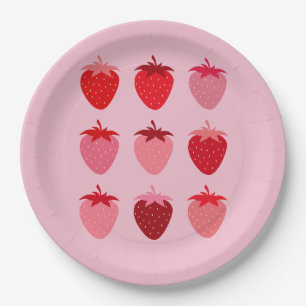 Rosa und Rote, Preppy-Ästhetische Erdbeeren Pappteller