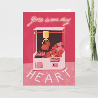 Rosa und rote Retro-Arkade Valentinstag-Karte Karte