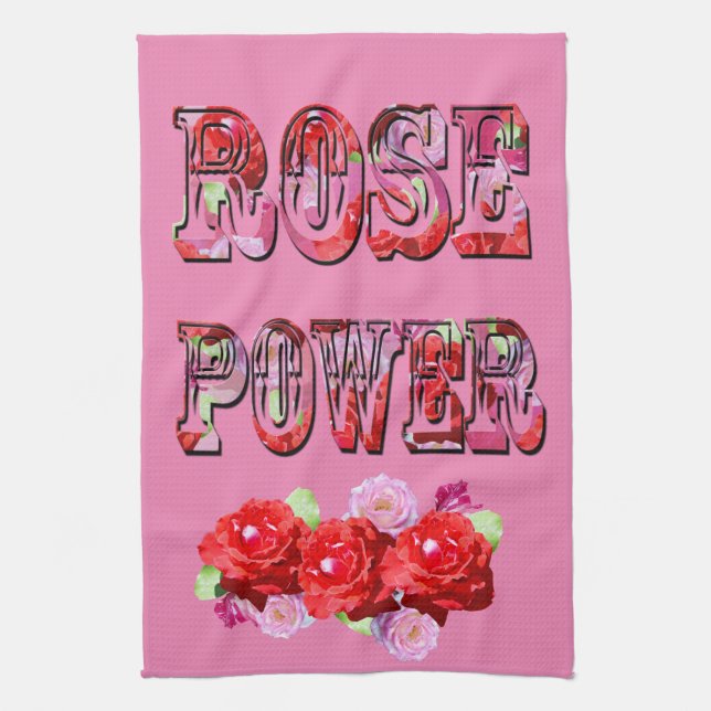 Rosa und Rote Rose Power, Geschirrtuch (Vertikal)