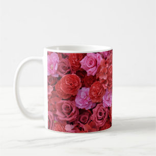 Rosa und rote Rosen Blumenmuster Kaffeetasse