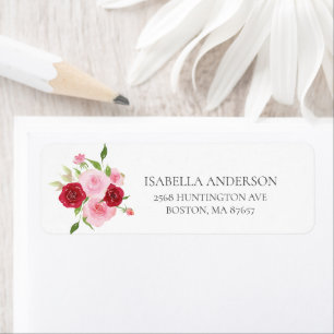Rosa und Rote Rosen geben Adressenaufkleber zurück