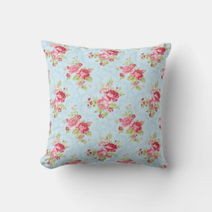 Rosa und Rote Rosen Muster Elegantes Vintages Land Kissen