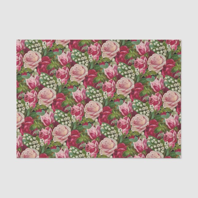 Rosa und Rote Rosen Seidenpapier (Vorderseite)