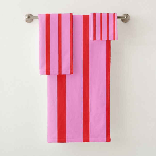 Rosa und rote Streifen Badhandtuch Set (Insitu)
