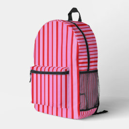 Rosa und rote Streifen Bedruckter Rucksack