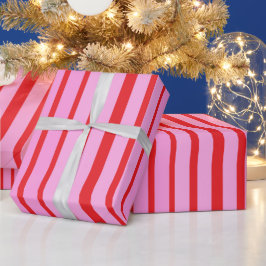 Rosa und rote Streifen  Geschenkpapier
