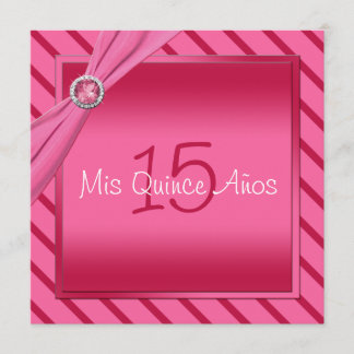 Rosa und rote Streifen Quinceañera Einladung