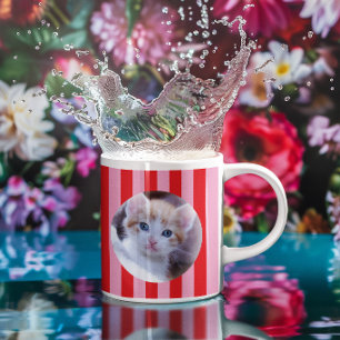 Rosa und rote Streifen Zwei Kreis Fotos Kaffeetasse