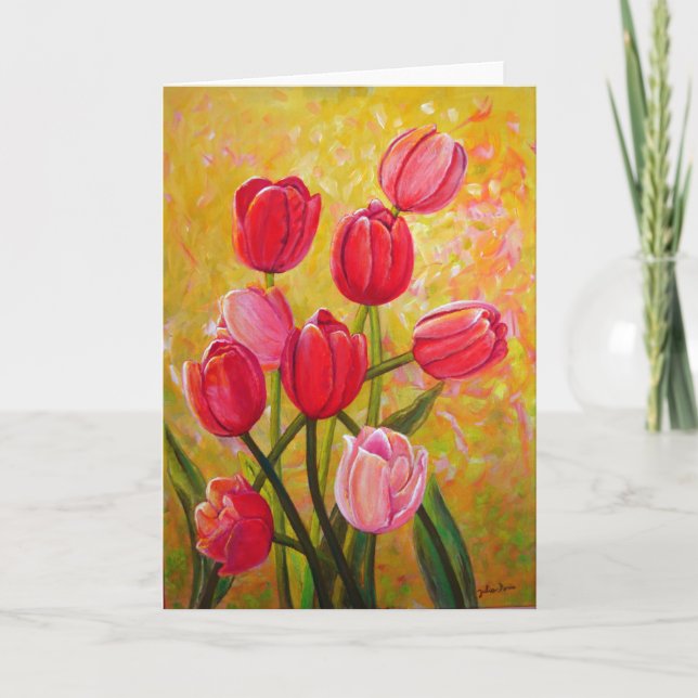 Rosa und rote Tulips Karte (Vorderseite)