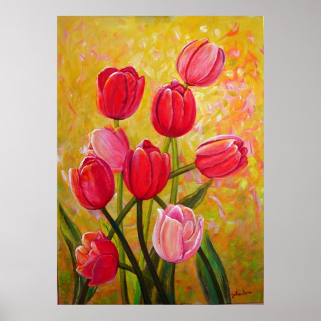 Rosa und rote Tulips Poster (Vorne)