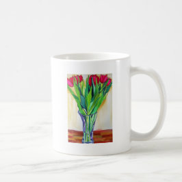 Rosa und rote Tulpen Aquarellkunst Kaffeetasse