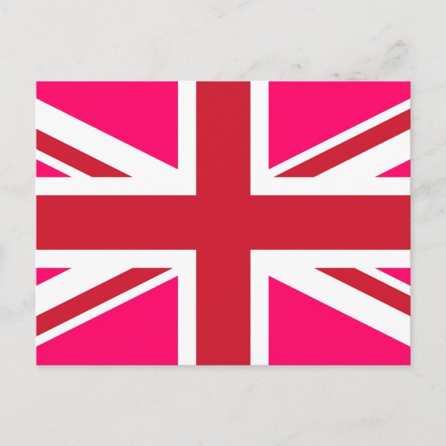Rosa und Rote Union Jack Postkarte (Vorderseite)