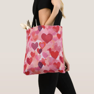 Rosa und rote Wasserfarbe-Herzen Romantische Koket Tasche