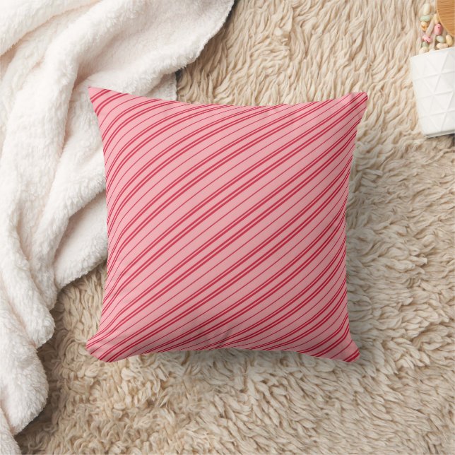 Rosa und rote Weihnachts-Candy-Cane-Streifen Kissen (Decke)