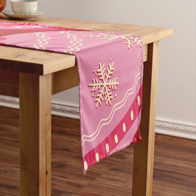 Rosa und rote Weihnachtsbaumchen Kurzer Tischläufer (Beispiel)