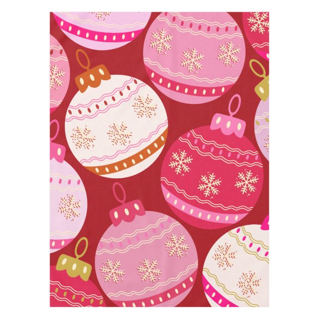 Rosa und rote Weihnachtsbaumchen Tischdecke (Vorderseite)