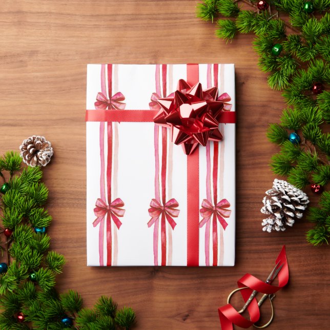 Rosa und rote Weihnachtsbäume Geschenkpapier (Feiertagsgeschenk)