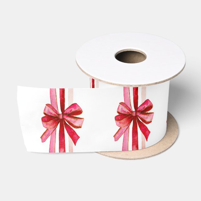 Rosa und rote Weihnachtsbäume Satinband (Spule)