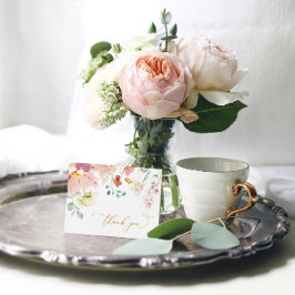 Rosa und Rote Wildblumen Danke Karte