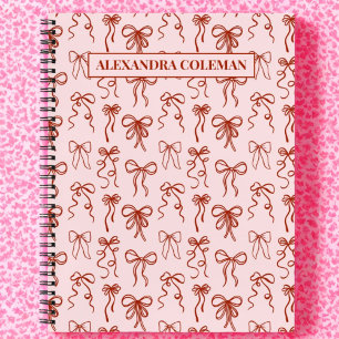 Rosa und Roter Bow Ästhetische Koquette Notizbuch