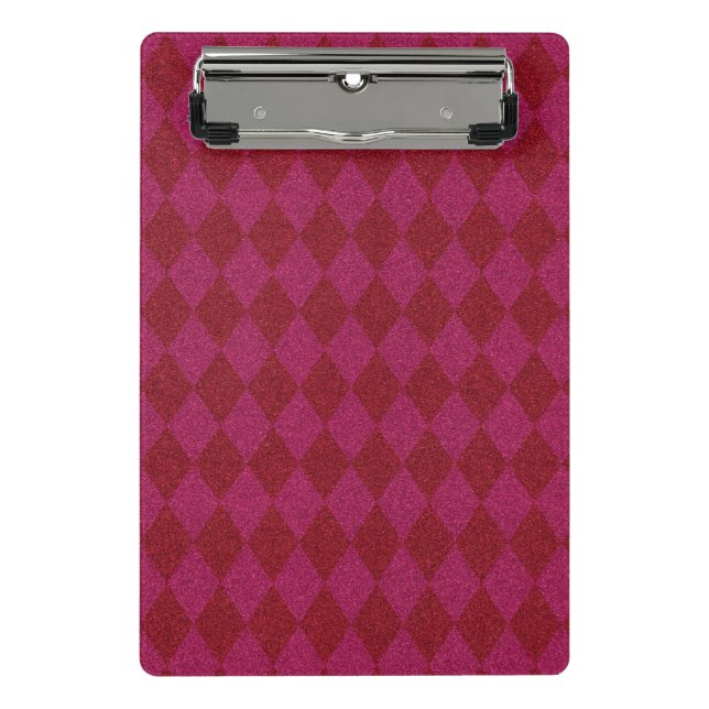 Rosa und roter Diamant Glitzer Mini Klemmbrett (Vorderseite)