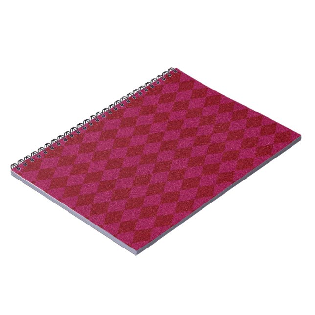 Rosa und roter Diamant Glitzer Notizblock (Linke Seite)