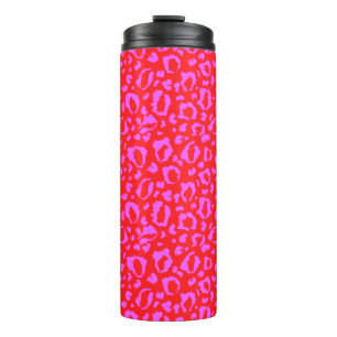 Rosa und roter Leoparden-Print-Muster Thermosbecher