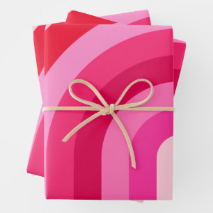 Rosa und Roter Regenbogen Geschenkpapier Set