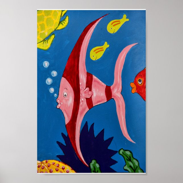 Rosa und roter tropischer Fisch Poster (Vorne)