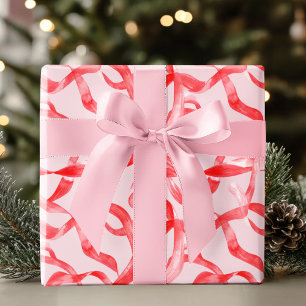 Rosa und rotes Band Geschenkpapier