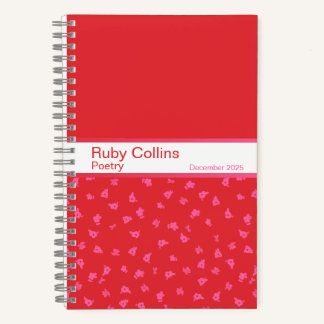 Rosa und rotes Blumen-Split-Muster-Notizbuch Notizbuch
