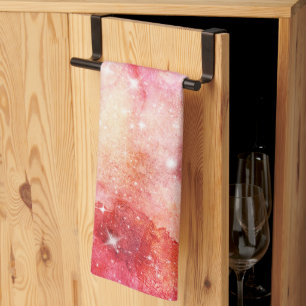 Rosa und rotes Galaxiemuster Geschirrtuch