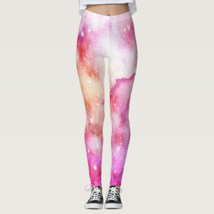 Rosa und rotes Galaxienmuster Leggings