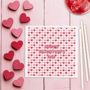 Rosa und rotes Happy Valentine's Day Heart Muster Serviette