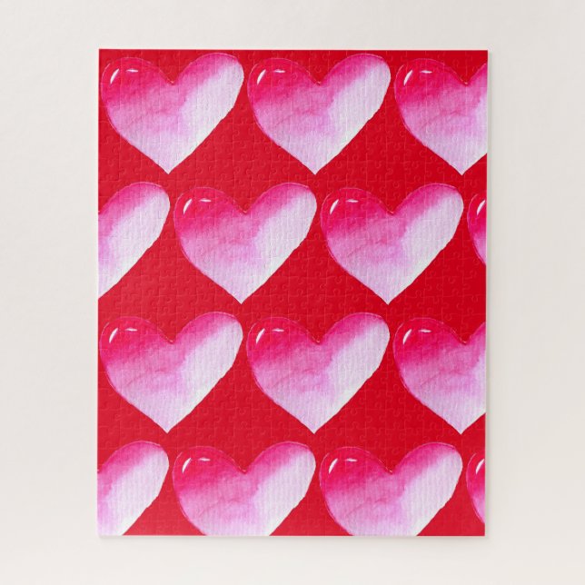 Rosa und rotes Herz Aquarell Pop Kunst (Vertikal)