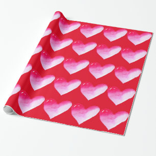 Rosa und rotes Herz Aquarell Pop Kunst Geschenkpapier