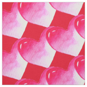 Rosa und rotes Herz Aquarell Pop Kunst Stoff