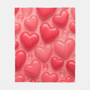 rosa und rotes Herz-Blasen-Muster Fleecedecke