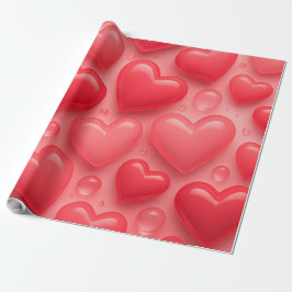 rosa und rotes Herz-Blasen-Muster Geschenkpapier