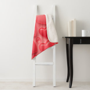 rosa und rotes Herz-Blasen-Muster Sherpadecke