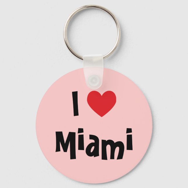 Rosa und Rotes Herz I Liebe Miami Schlüsselanhänger (Vorderseite)