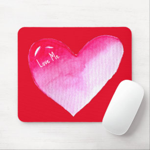Rosa und rotes Herz Wasserfarbe Pop-Art Valentinst Mousepad