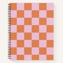 Rosa und rotes kariertes Spiralnotizbuch Notizbuch