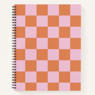 Rosa und rotes kariertes Spiralnotizbuch Notizbuch