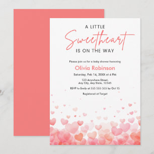 Rosa und Rotes kleines Schatz Baby Shower Einladung