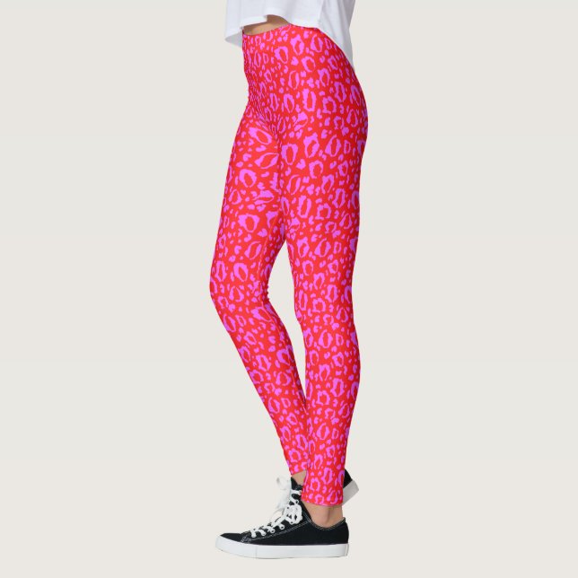 Rosa und rotes Leopardenmuster Leggings (Links)